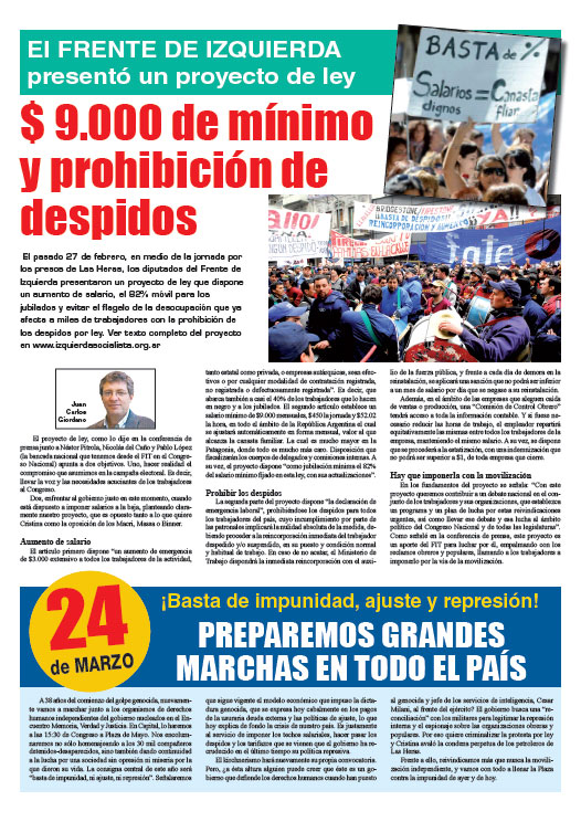Contratapa de la edición N°263 de nuestro periódico El Socialista