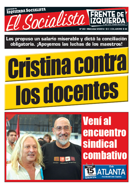 Tapa de la edición N°263 de nuestro periódico El Socialista