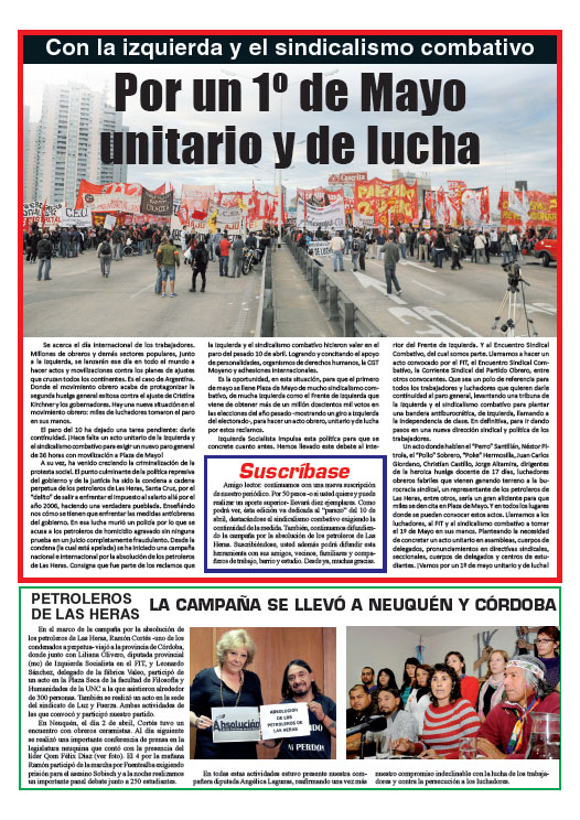 Contratapa de la edición N°266 de nuestro periódico El Socialista