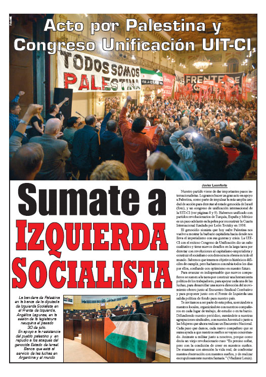Contratapa de la edición N°274 de nuestro periódico El Socialista