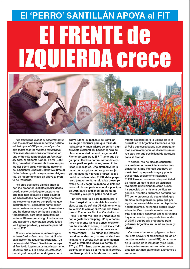 Contratapa de la edición N°283 de nuestro periódico El Socialista