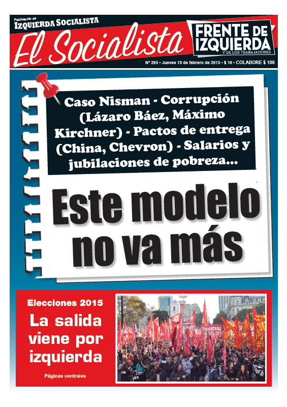 Tapa de la edición N° 285 de nuestro periódico El Socialista