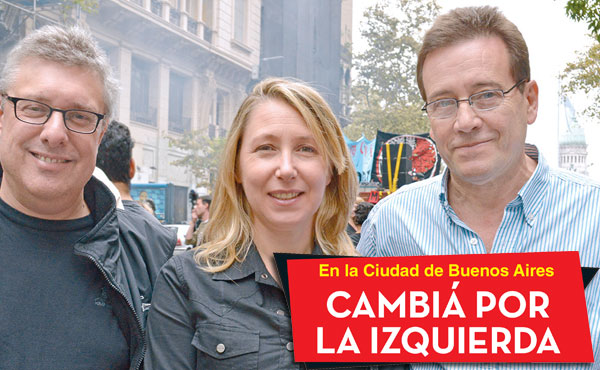 José Castillo, Myriam Bregman y Marcelo Ramal en campaña