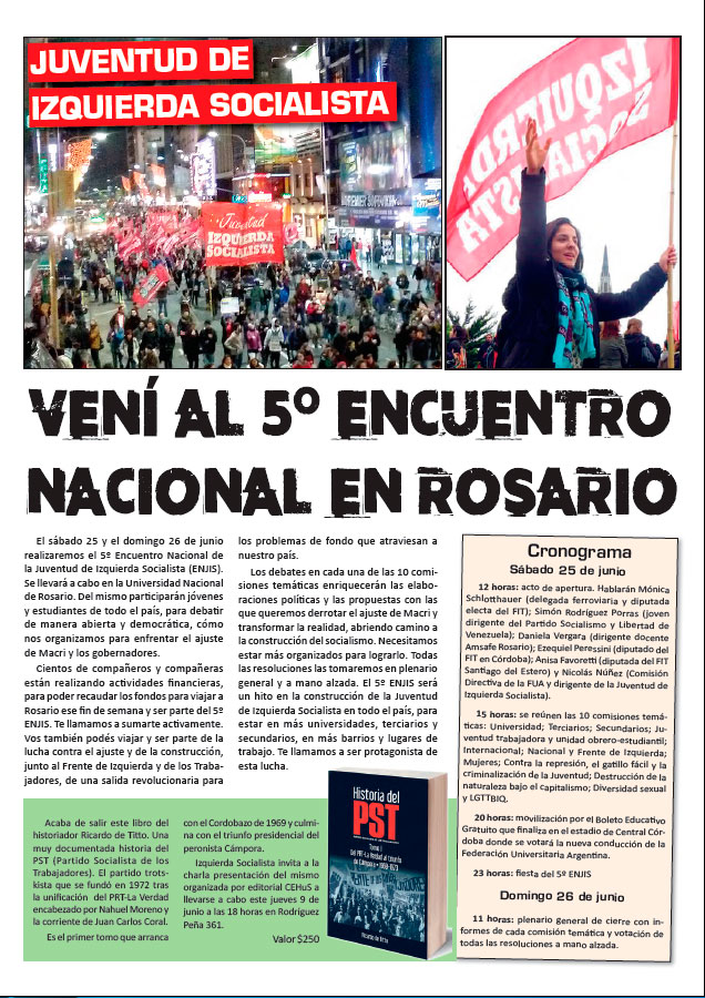 Contratapa de la edición Nº 316 de nuestro periódico El Socialista