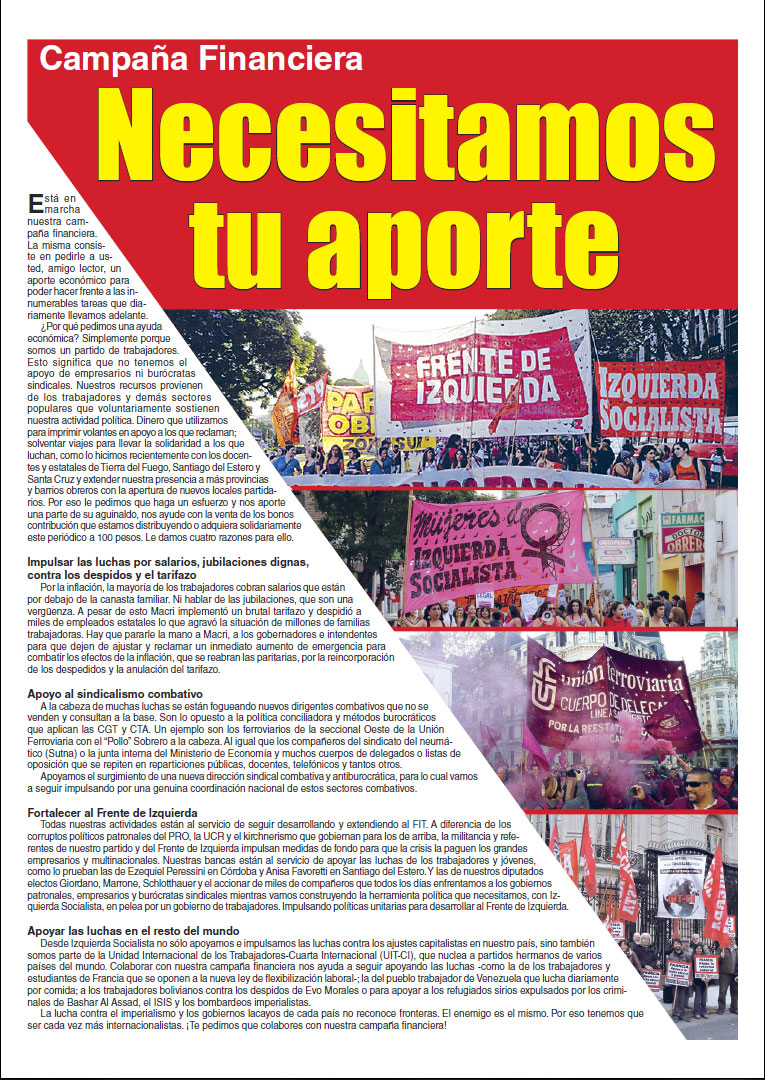 Contratapa de la edición N°318 de nuestro periódico El Socialista