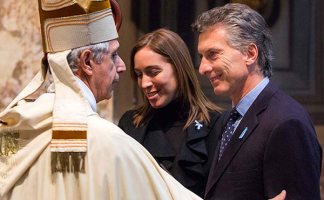 Macri y Vidal con el arzobispo de Buenos Aires, Mario Poli