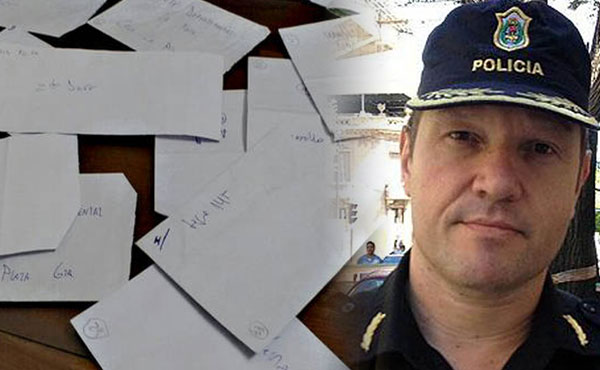 Imagen de los sobres con las coimas para los recaudadores policiales