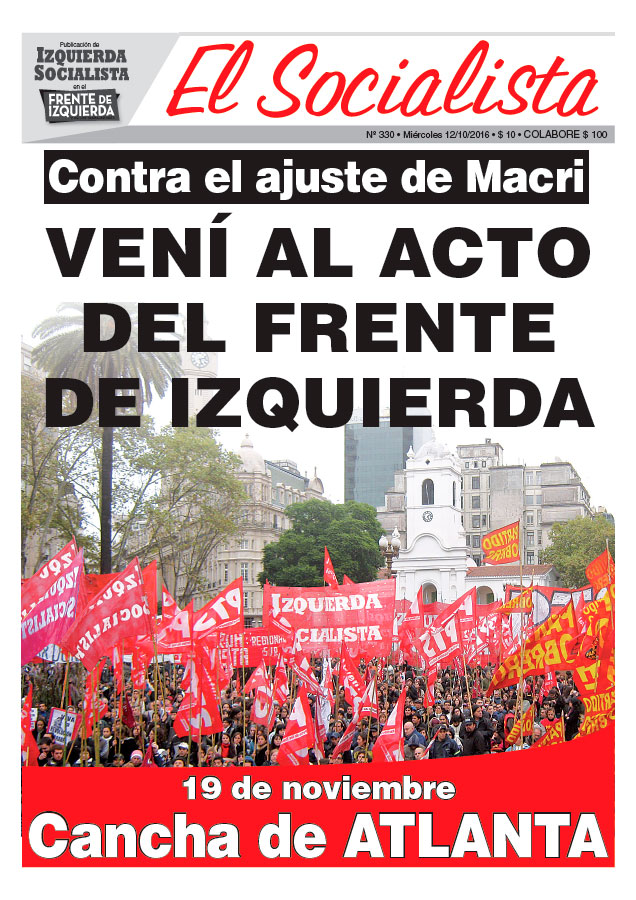 Tapa de la edición N°330 de nuestro periódico El Socialista