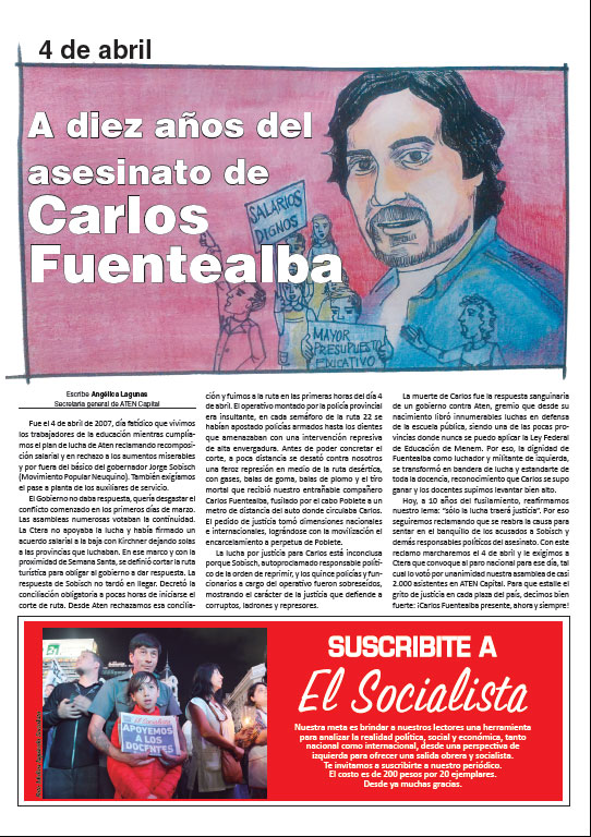Contratapa de la edición Nº344 de nuestro periódico El Socialista