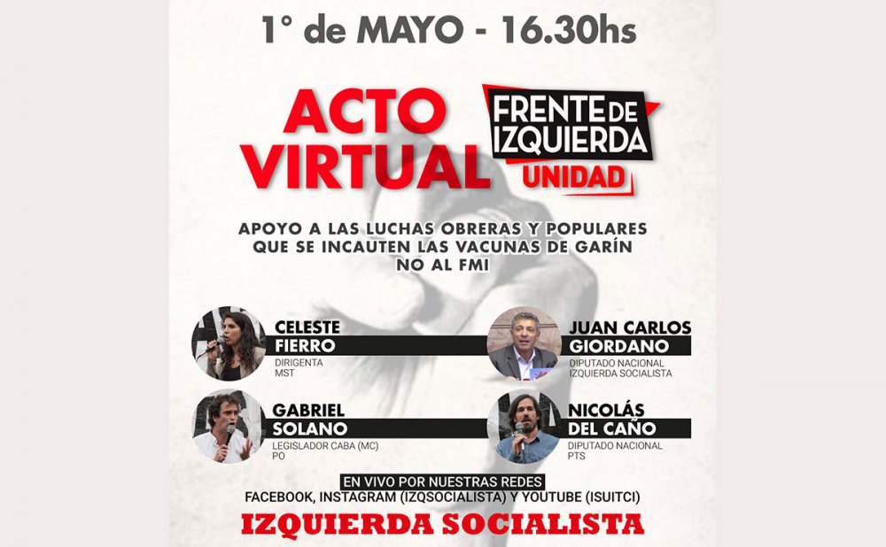 Conectate al acto virtual del 1° de mayo por las redes sociales