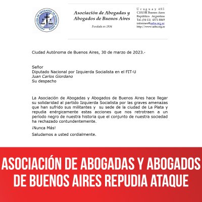 Asociación de Abogadas y Abogados de Buenos Aires repudia ataque