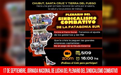 17 de septiembre, jornada nacional de lucha del Plenario del Sindicalismo Combativo