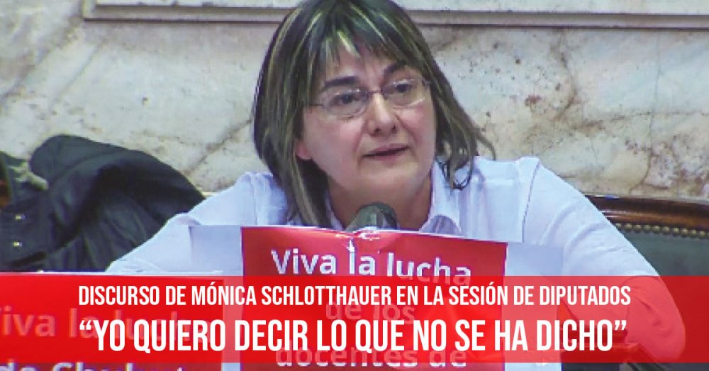 Discurso de Mónica Schlotthauer en la sesión de Diputados: “Yo quiero decir lo que no se ha dicho”