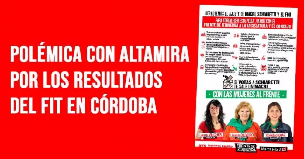 Polémica con Altamira por los resultados del FIT en Córdoba
