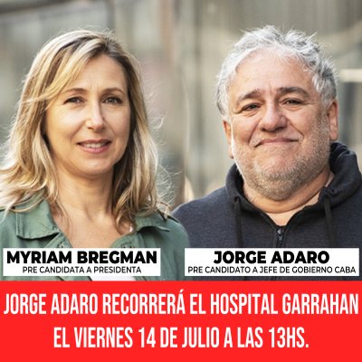 Jorge Adaro recorrerá el Hospital Garrahan / Viernes 14 de julio a las 13hs.