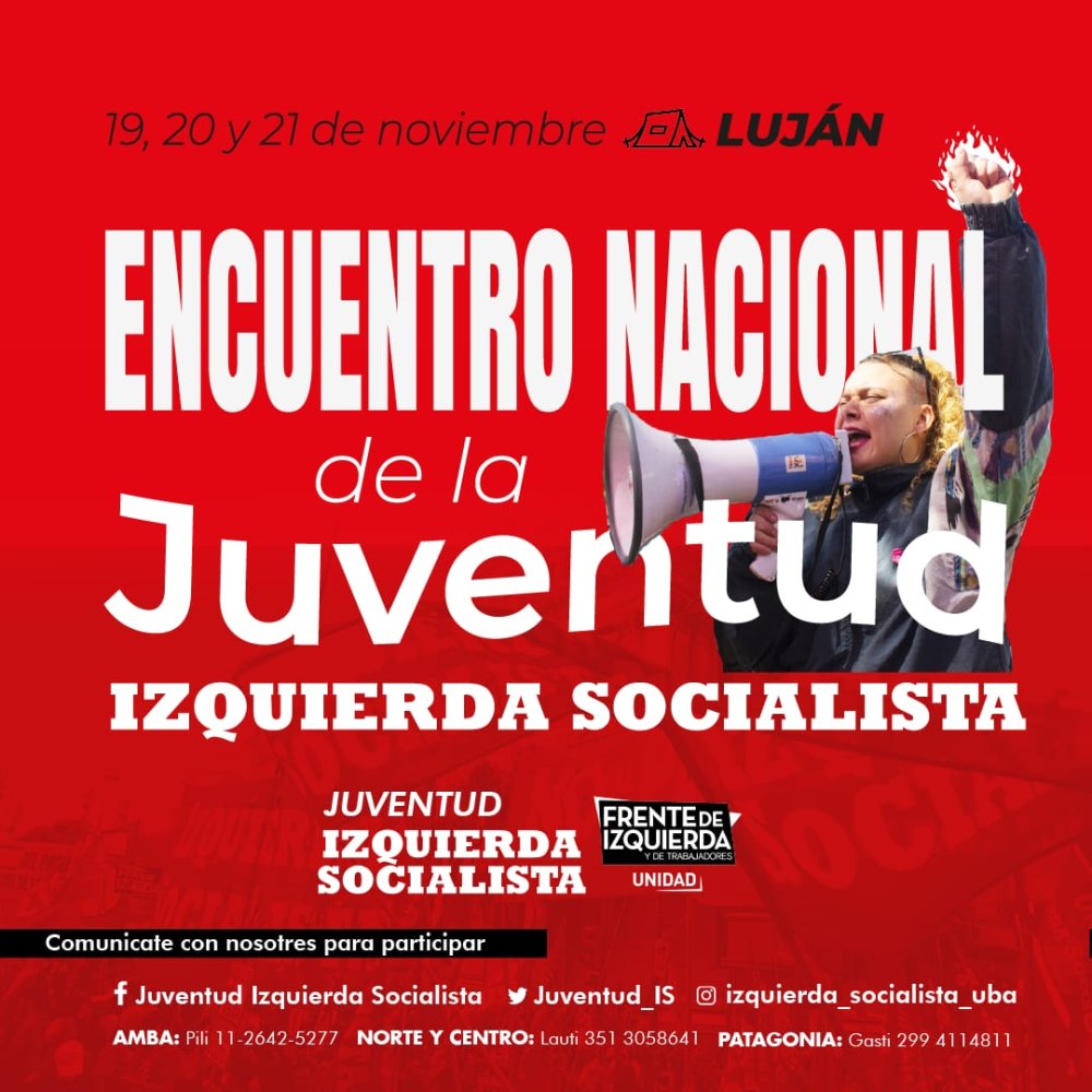 19, 20 y 21 de noviembre, Luján / Encuentro Nacional de la Juventud de Izquierda Socialista