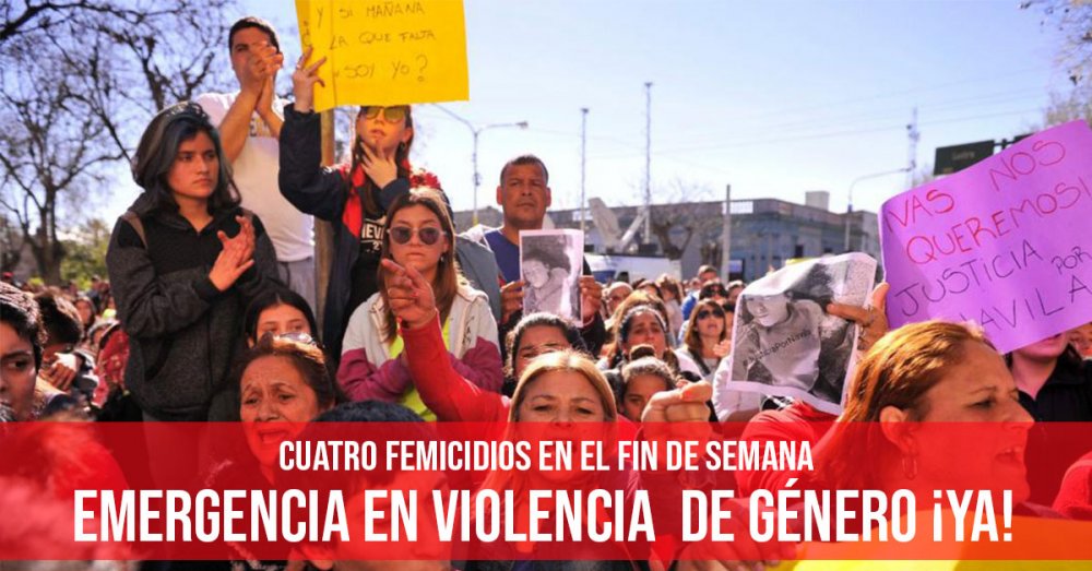 Cuatro femicidios en el fin de semana: emergencia en violencia de género ¡ya!