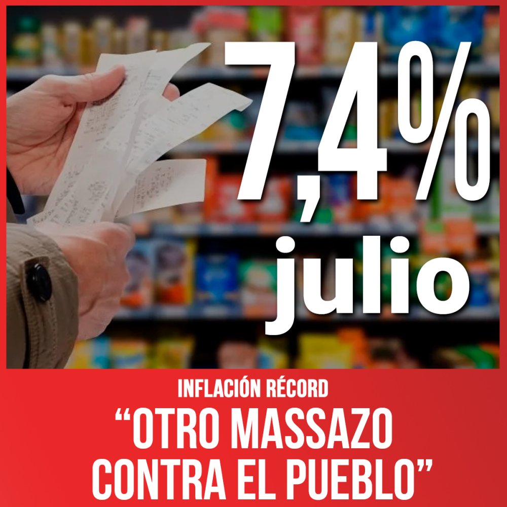 Inflación récord del 7,4% / “Otro massazo contra el pueblo”