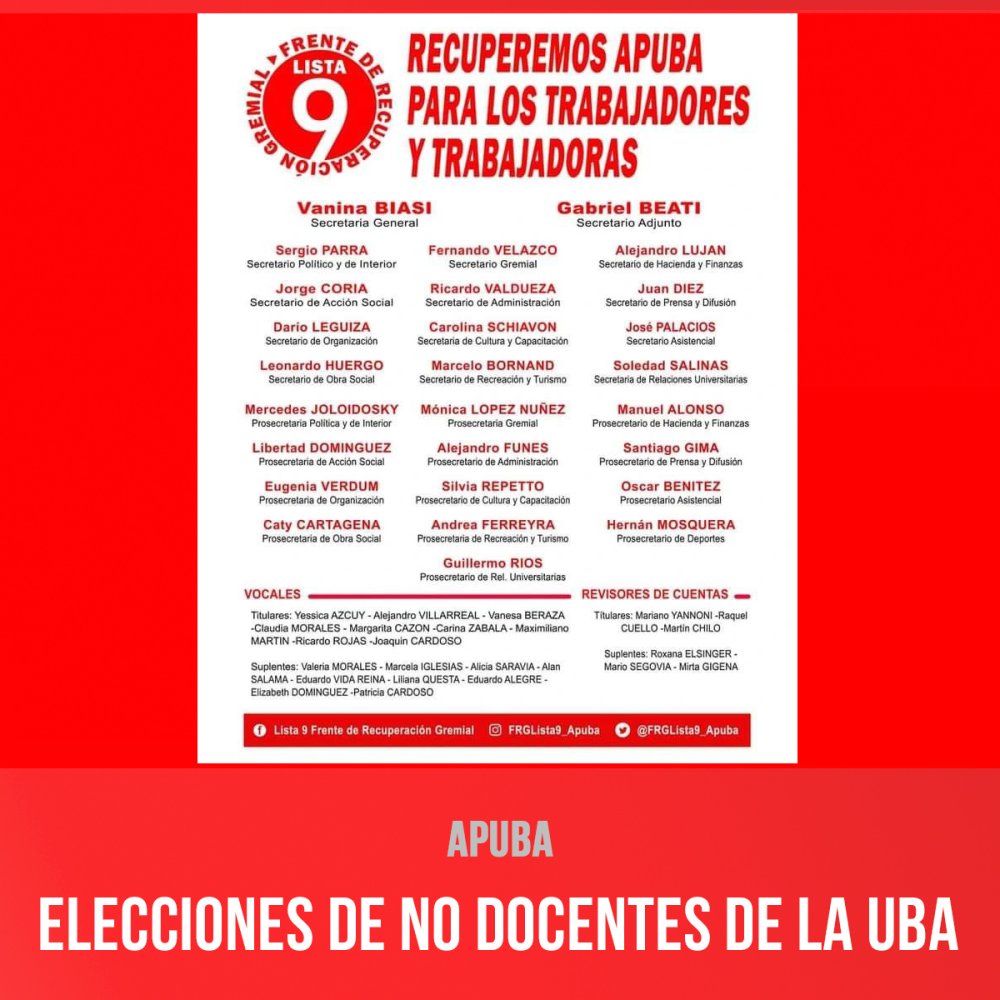 Apuba / Elecciones de No docentes de la UBA