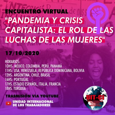 Participá del encuentro internacional &quot;Pandemia y crisis capitalista: el rol de las luchas de las mujeres&quot;