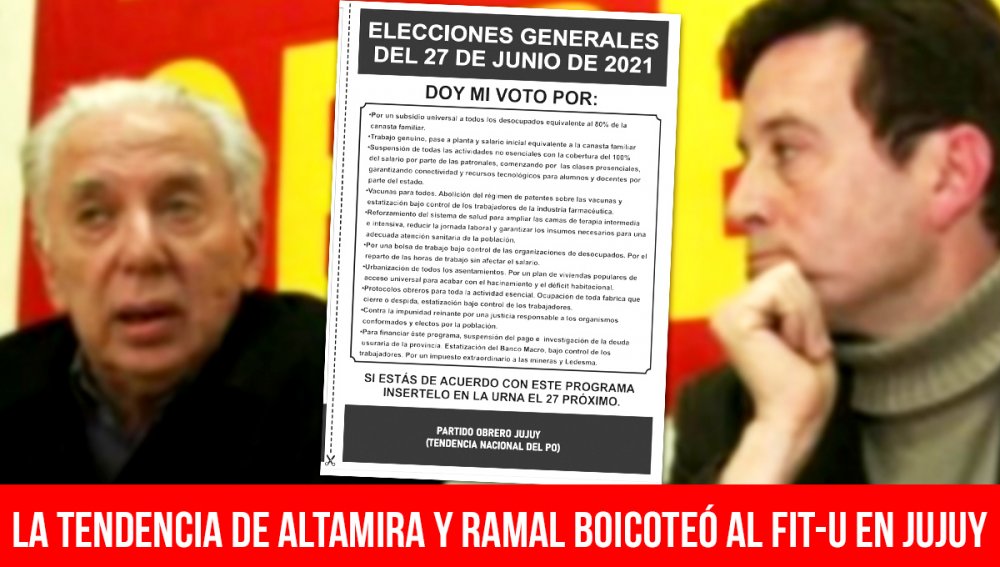 La Tendencia de Altamira y Ramal boicoteó al FIT-U en Jujuy
