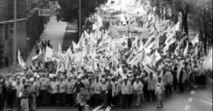 Movilizaci�n en Varsovia en defensa de la jubilaci�n.