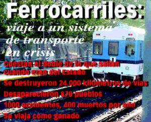 Portada del programa �Huella Digital� sobre los ferrocarriles, censurado y posteriormente emitido por Canal 7, el pasado jueves 24, enviado desde la producci�n a esta redacci�n.