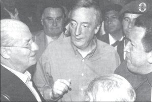 Paolo Rocca, due�o de Techint, con Kirchner y Ch�vez en Puerto Ordaz, Venezuela, febrero 2007