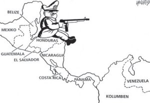 Ilustraci�n de Rainer Hachfeld. Alemania. Es parte del movimiento de caricaturistas que denunciaron el golpe militar en Honduras.