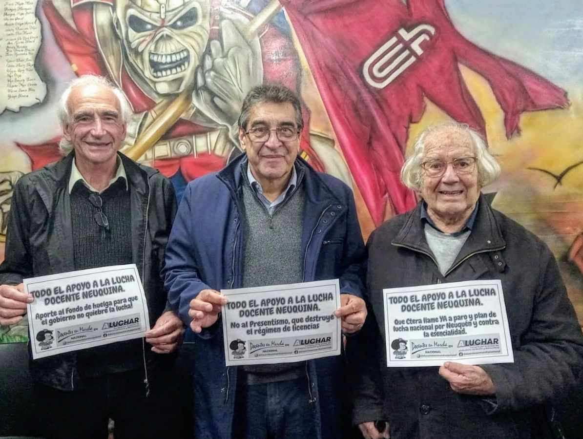 De izq. a der.: Ricardo Peidró, Hugo “Cachorro” Godoy, Adolfo Pérez Esquivel 