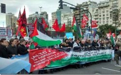 Gran marcha en apoyo al pueblo palestino exigió la ruptura de relaciones diplomáticas de Argentina con el estado genocida de Israel y la anulación del tratado de libre comercio Mercosur-Israel.