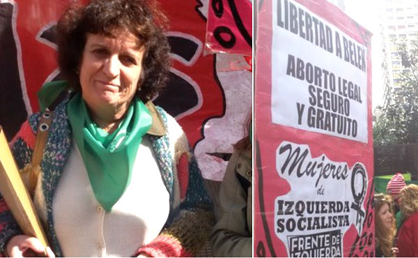 La Legisladora porteña de Izquierda Socialista en el Frente de Izquierda, Laura Marrone en una acción por la libertad de Belén frente a la Casa de Tucumán el año pasado.