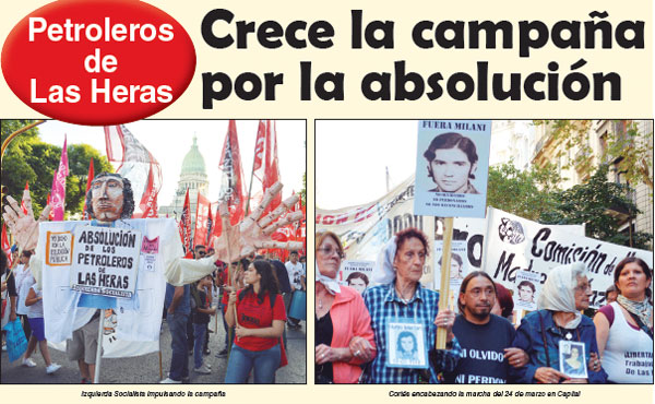 Izquierda Socialista impulsando la campaña // Ramón Cortés encabezando la marcha del 24 de marzo en Capital