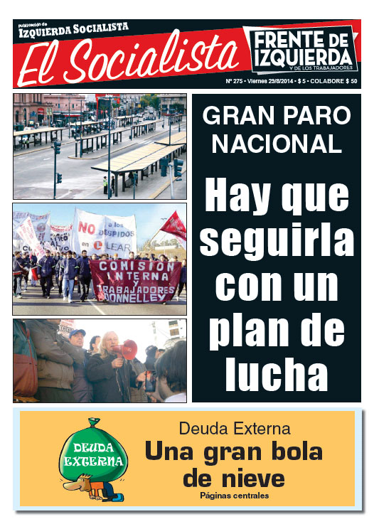Tapa de la edición N°275 de nuestro periódico El Socialista