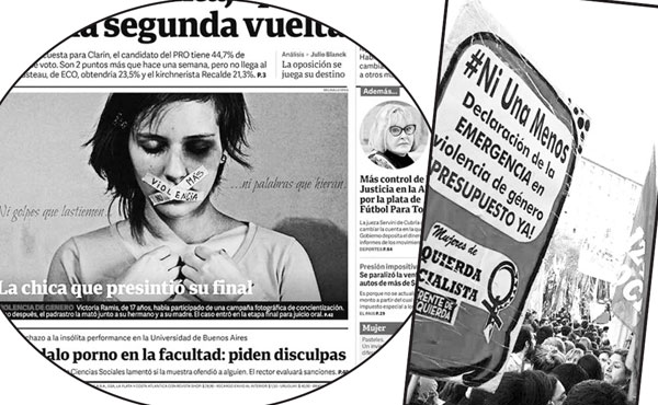 Tapa de Clarín del 3/7 con la noticia de una joven asesinada que había hecho una campaña de fotos denunciando amenazas