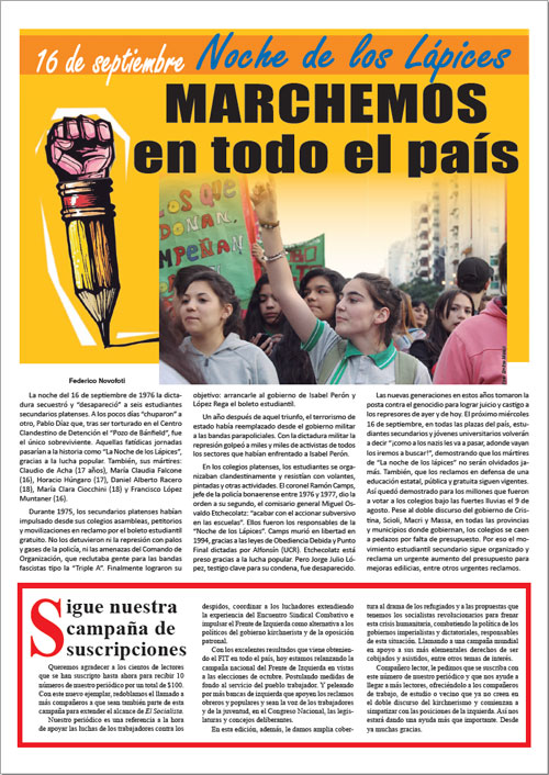 Contratapa de la edición N°299 de nuestro periódico El Socialista