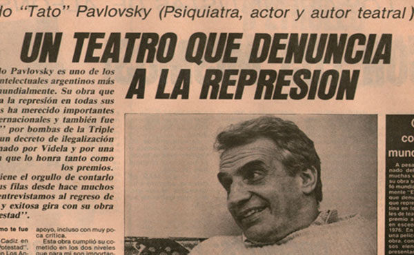 reportaje a Pavlovsky en el semanario Solidaridad Socialista número 207 del 21/8/87