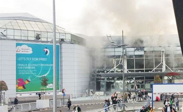 Aeropuerto de Bruselas al momento de la explosión