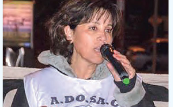 Adriana Astolfo - Secretaria General Adosac Pico Truncado Naranja-Docentes en Marcha