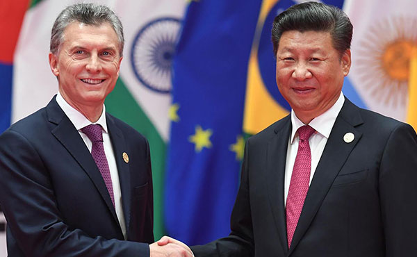 Macri y el presidente chino Xi Jinping