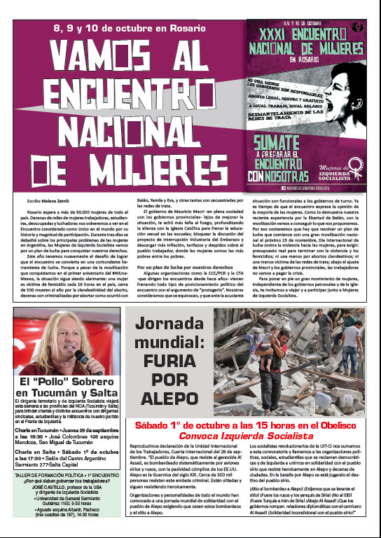 Contratapa de la edición N°328 de nuestro periódico El Socialista