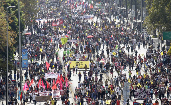 Vista de la marcha en Santiago de Chile