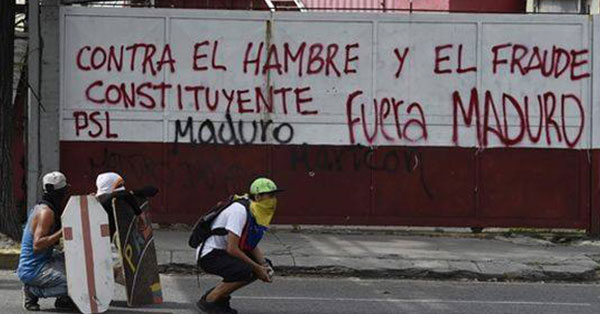 Pintada del PSL, organización hermana de Izquierda Socialista, en Caracas