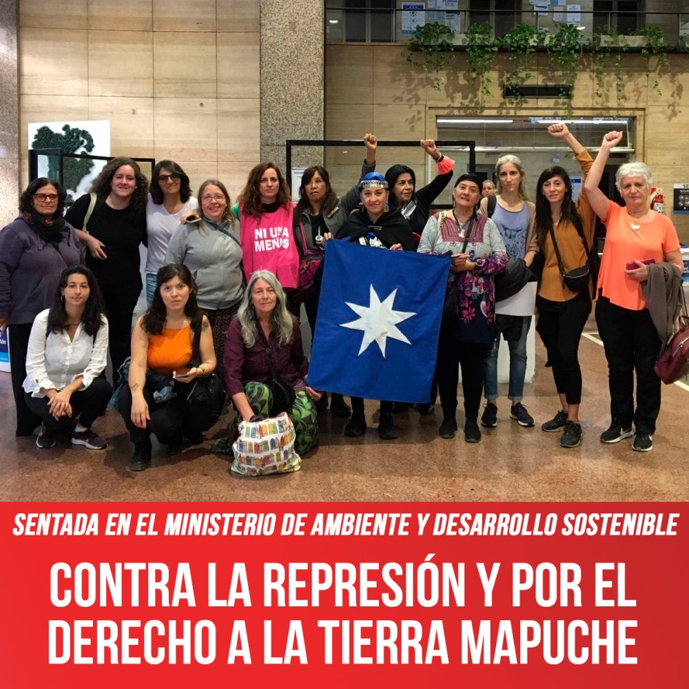 Sentada en el Ministerio de Ambiente y Desarrollo Sostenible / Contra la represión y por el derecho a la tierra Mapuche