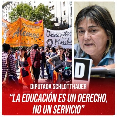 Diputada Schlotthauer / “La educación es un derecho, no un servicio”