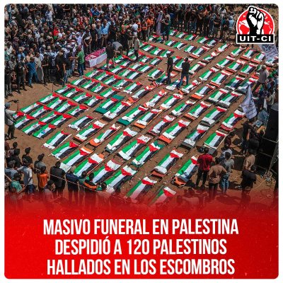 Masivo funeral en Palestina despidió a 120 palestinos hallados en los escombros