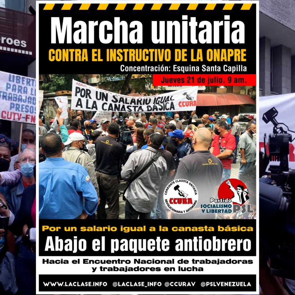 Venezuela: Marcha unitaria por salario y contra la criminalización de la protesta - Bodas PSL UIT-CI