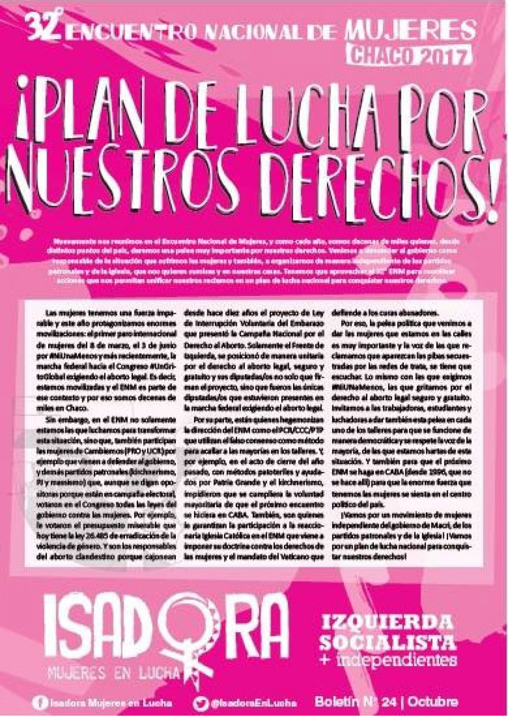 32° Encuentro Nacional de Mujeres en Chaco. ¡Conquistemos nuestros derechos!