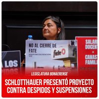 Legislatura bonaerense / Schlotthauer presentó proyecto contra despidos y suspensiones