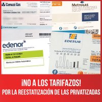 ¡No a los tarifazos! Por la reestatización de las privatizadas